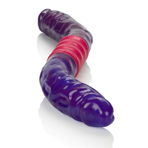 Фиолетовый двухсторонний гнущийся вибратор Dual Vibrating Flexi-Dong - 38 см.