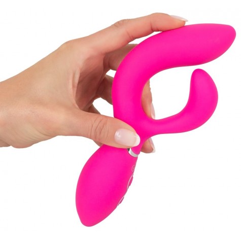 Ярко-розовый вибратор-кролик Bendable Rabbit Vibrator - 19,8 см.